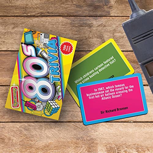 Gift Republic Awesome 80’s Trivia 100 Quiz Cards Fun 1980’s Decade Quiz Questions Great Gift Idea Portable Travel Game