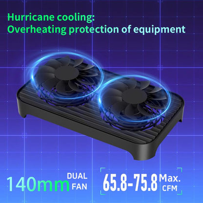 X4-V2 Quiet USB Cooling Fan, High Performance Dual 140mm USB PC Fan, 3Speeds Controller & 2 USB Ports, Stackable Design for Router, Mini PC, Laptop, PlayStation, Xbox, Computer Cabinet Cooling