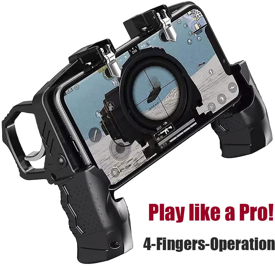 Mikirini 11 in 1 Mobile Phone Game Controller for PUBG/Call of Duty | for 4.5-6.7" iPhones/Android Phones, Cell Phone L1R1 Gaming Triggers, for free fire/apex/fortnitee