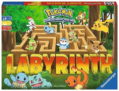 Ravensburger Labyrinth Pokemon Board Game - A Strategic Maze Adventure for Family Nights & Pokemon Parties - Includes Pikachu, Bulbasaur, and More - Great Birthday Gift for Kids Ages 7 and Up - style: Pokemon Labyrinth