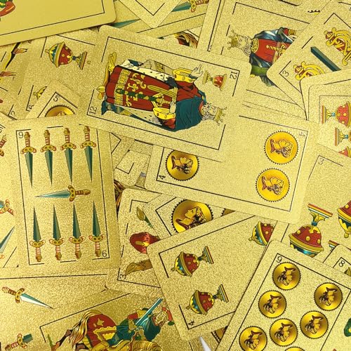 CDBXRA Spanish Playing Cards, Original Spanish Cards Games Deck of Cards | Briscas Cards Puerto Rico Mexican Playing Cards (Gold-Silver-Black x 1) - color: Gold-silver-black X 1
