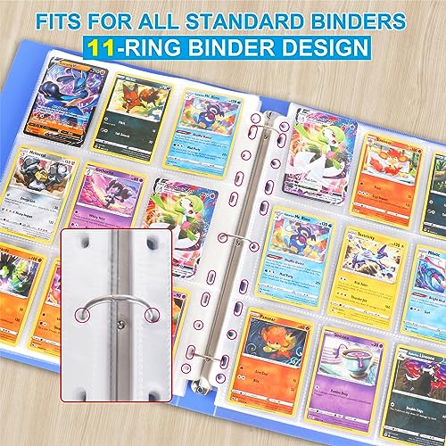 ABLY 720 Pocket Double Sided Card Sleeves, 9-Pocket, for 3 Ring Binder | 40 pages, trading card protector sheets for Pokemon, baseball, Skylanders, clear plastic, fit 3-ring binder - size: Double-Sided