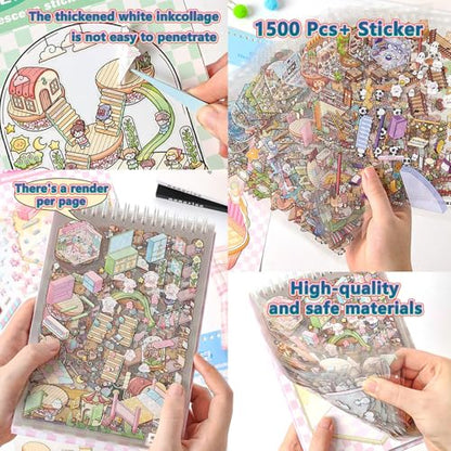 Sticker Book, 20 Scene Sets (1500+) DIY 3D Scene Stickers | Cute Kawaii Stickers for Kids, Mini House & Room Craft Book, Creative Gift for Kids & Adults to Create Fun Arts and Crafts - style: M Simulated Life