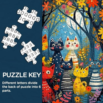 Moonlit Cat Forest Jigsaw Puzzles 1000 Pieces, PICKFORU Colorful Animal Puzzles for Adults, Challenging Unique Art Puzzle