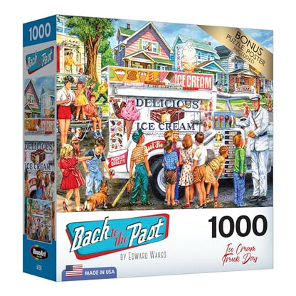 RoseArt - Back to The Past - Ice Cream Truck Day - 1000 Piece Jigsaw Puzzle for Adults - style: Ice Cream Truck Day