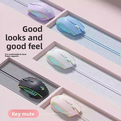 holy sword M800 Wired Gaming Mouse Features a 6-Key RGB Breathing Light and an Adjustable DPI2400 Lightweight Ergonomic Design, Making it Suitable for FPS Gaming and Office use - color: Wired Blue Crack