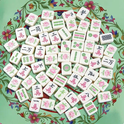 Trees Mahjong Table Mat, Flowers Non-Slip Noise Reduction Mah Jong Mat with Carrying Bag, Game Table Cover for Mahjongs Poker Card, Festival Birthday Gift for Mahjong Lovers, 31x 31In - color: Tree-flower