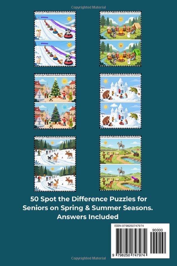 Spot the Difference - Brain Games for Seniors - Vol.3 Large Print: Fall, Winter & Christmas - Picture Puzzles for Memory Improvement, Cognitive ... Activities & Brain Games for Seniors)