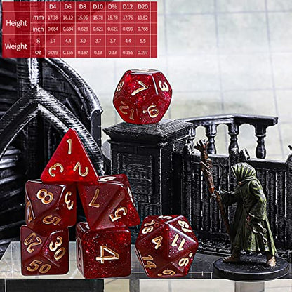 CiaraQ Polyhedral Dice Set - DND Role Playing Dice | Acrylic RPG Dice for Dungeons and Dragons MTG Table Games, Monochrome, 70pcs - color: Monochrome
