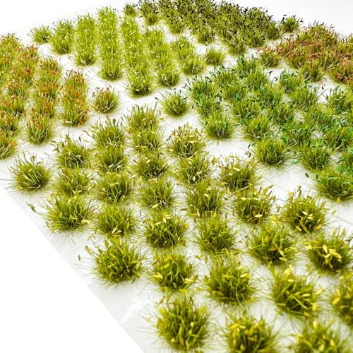 Cayway Miniature Grass Cluster, Static Grass Tuft Model Vegetation Groups for DIY Model Train Landscape Railroad Scenery Grass Tufts Flower (Withered Green and Red) - color: Withered Green and Red