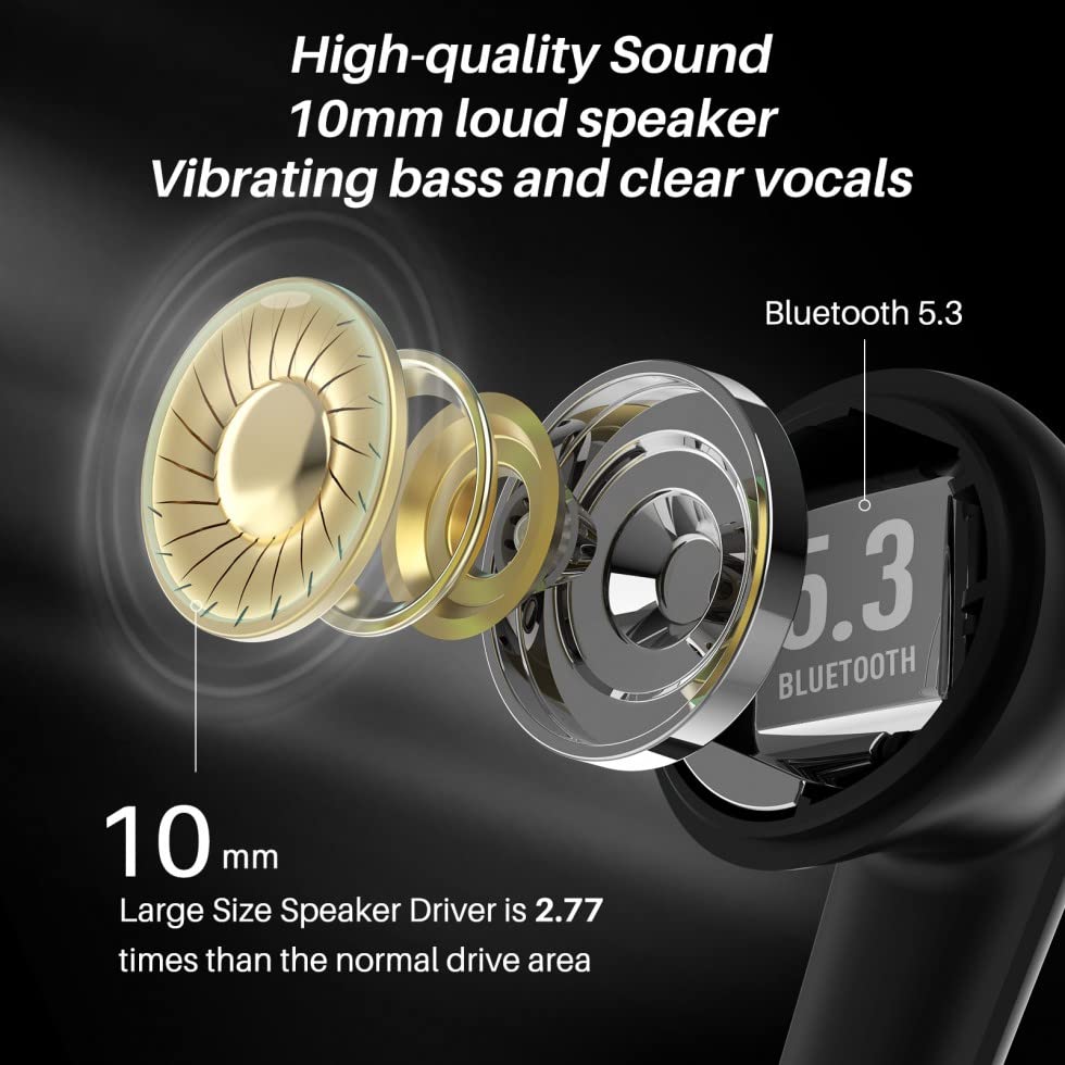 TOZO Wireless Earbuds Bluetooth 5.3 Headphones with 45ms Ultra Low-Latency and Cool Breathing Light Ergonomic Design Gaming Deep Bass Music Mode Headset Built-in Micro Stereo Sound