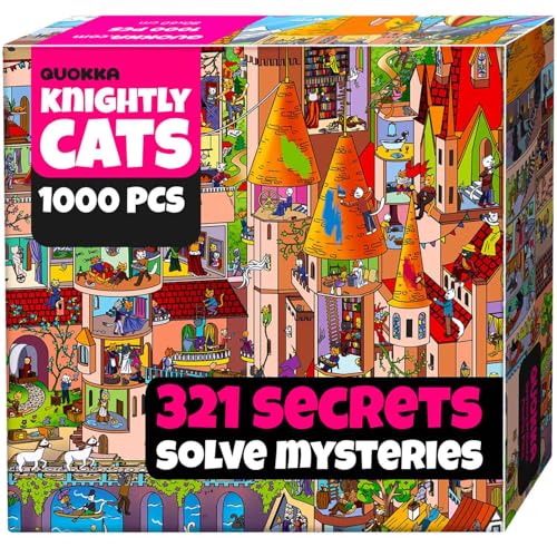 1000 Piece Puzzle for Adults – Jigsaw Puzzles for Adults 1000 Pieces | Knightly Cats Stunning Scenic Animal Puzzles - Premium Box Packaging - Extra Fun Challenges - Great Gift for Relaxation - color: Knightly Cats