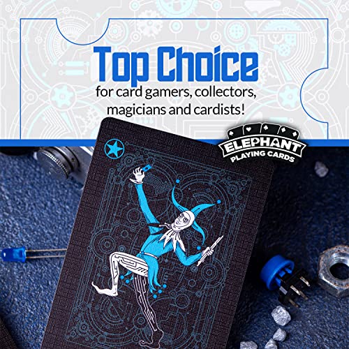 Cyberpunk Blue Playing Cards, Cardistry Decks, Black Deck of Cards for Kids & Adults, Cool with Card Game e-Book, Unique Poker, - color: Blue
