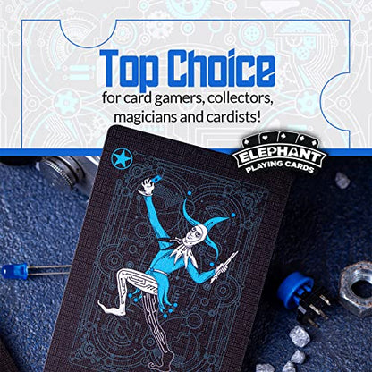 Cyberpunk Blue Playing Cards, Cardistry Decks, Black Deck of Cards for Kids & Adults, Cool with Card Game e-Book, Unique Poker, - color: Blue