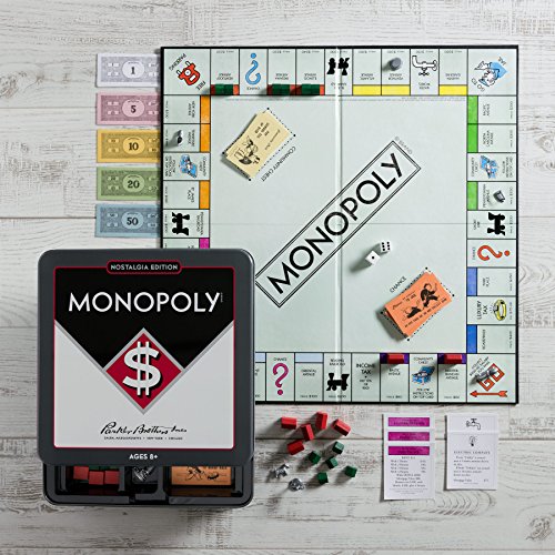 Monopoly Nostalgia Edition Board Game in Collectible Tin by WS Game Company - Vintage Style Property Trading Board Games for Ages 8+