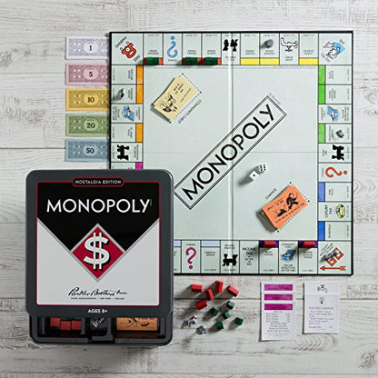 Monopoly Nostalgia Edition Board Game in Collectible Tin by WS Game Company - Vintage Style Property Trading Board Games for Ages 8+