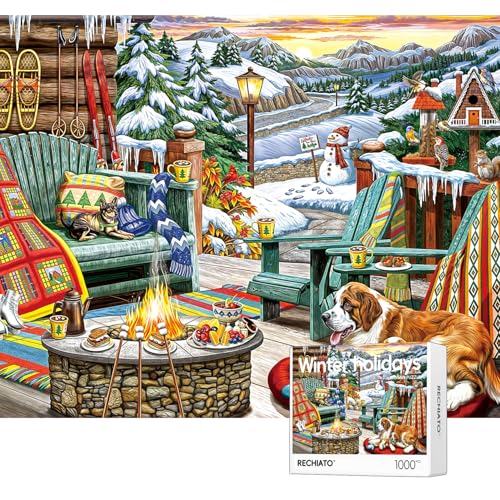 Jigsaw Puzzles for Adults, Christmas Puzzles,1000 Pieces for Jigsaw Puzzles for Adults,Winter Holiday Jigsaw Puzzles for Adults 1000 Pieces and Up, Christmas Puzzles Gift for Women &Mom - color: Winter Holiday-1