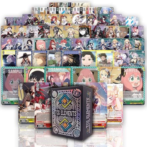 Weiss Schwarz TCG Bundle, 100 Common/Uncommon Cards, 15 Foil Cards, TCG Elements Deck Box