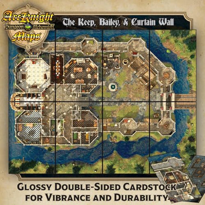 Arcknight The Noble's Keep Roleplaying D&D Battle Map; 16 Modular RPG Maps in 8 Double-Sided Pages, 1" Square Grid, Modular & Versatile DND Map for ttrpg Gaming - for Dungeons & Dragons, Pathfinder - style: Noble Keep