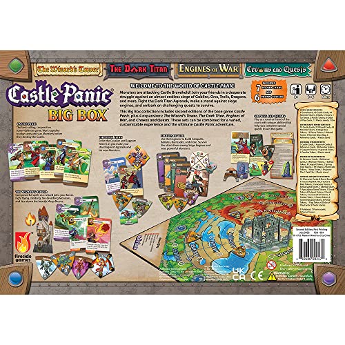 Castle Panic Big Box 2e by Fireside Games | Complete Cooperative Strategy Board Game Collection with Base Game, 4 Expansions, and 13 Promos | Family Board Game for 1–6 Players Ages 8+ - style: Big Box Base Game