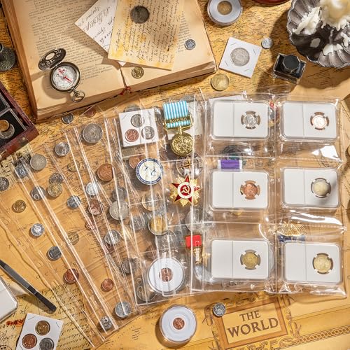 25 Sheets Coin Pocket Pages - 20 Pocket Standard 9-Hole 500 Pockets Inserts Collecting Sleeves for Coins [48mm X 44mm Each Pocket] CS0312520 - color: 20 Pocket(44mm X 48mm Each Pocket), size: 25 Sheets