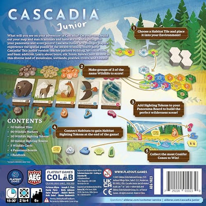 Cascadia Junior, Board Game for Kids Based on the Award-Winning Cascadia | 2-4 Players, Ages 6+, 30 Mins, Teaches Pattern Matching
