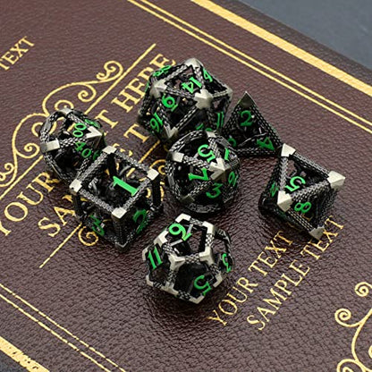 Hollow Cthulhu Metal Polyhedral Dice Set - D&D for Fantasy Tabletop RPG Role Playing Games Gift for DND Lovers(Green Number) - color: Cthulhu Green Number