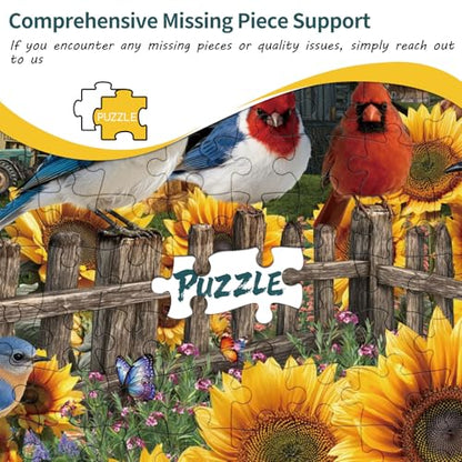 HUADADA-Sunflower Birds-Jigsaw Puzzles for Adults 1000 Pieces, Interlock Perfectly No Dust, Impossible Difficult Hard Fun 1000 Piece Jigsaw Puzzles for Adults-1:1 Poster - color: Sunflower Birds