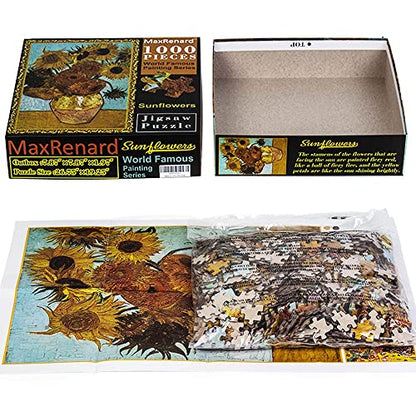 MaxRenard Game Jigsaw Puzzle 1000 Pieces and Up for Adult Toy Fine Art Collection Sunflowers by Vincent Willem Van Gogh - color: A008