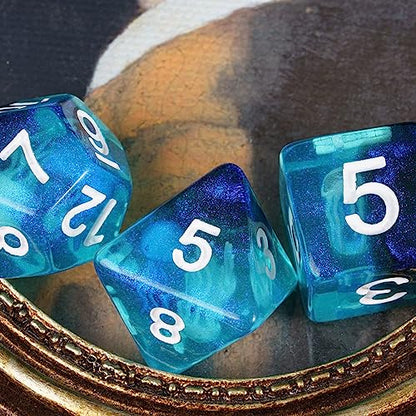 UDIXI Jellyfish DND Dice Set D&D Polyhedral Dice Set for RPG Tabletop Games | Velvet Storage Bag, DM Gift, for Dungeons and Dragons Role Playing Games Board Games - color: Ocean/Jellyfish