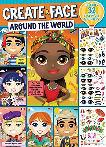 Bendon Faces Around The World Create A Face Reusable Sticker Book, Diversity Books, 32 Pages, 54335