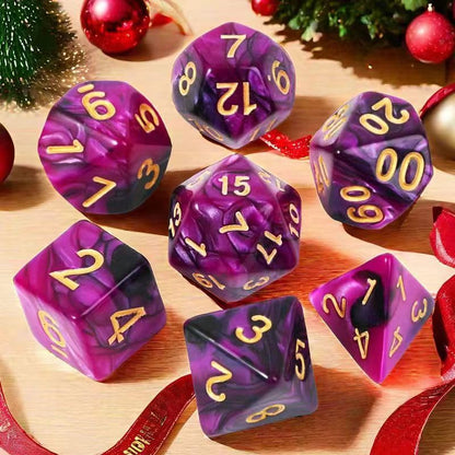7Pcs Polyhedral DND Dice Set with Black Storage Bag (Purple&Black Dcie) | Classic dice set for RPG Polyhedral Dice for Dungeon and Dragons Playing Games 7-Die Set - color: Purple&black Dcie