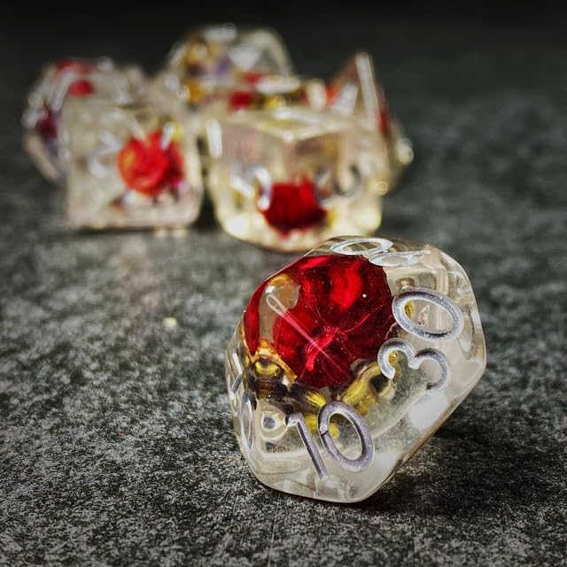 Sage’s Portal Cantrips DND Dice Set - Round Edge Resin 7-PC Polyhedral DND Dice Set for Dungeons and Dragons D&D RPG Tabletop TTRPG (Red Lavender) - color: Red Lavender