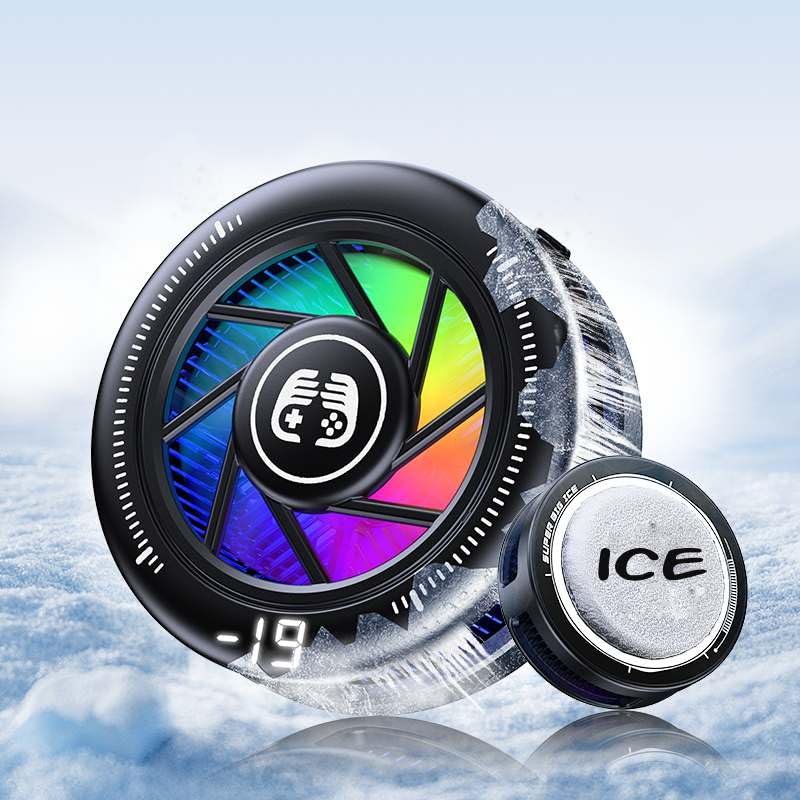 Phone Cooler for Gaming, Low Noise USB Cell Phone Cooler with Smart Temp Control, Phone Cooling Fan with RGB LED Lights, Magnetic Ring & Clip Fan for Phone Gaming & Streaming - color: Gray