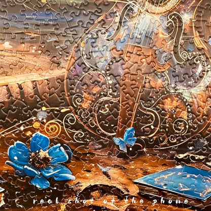 1000 Piece Jigsaw Puzzle for Adults, Guitar Moon Night Puzzle | Murder Mystery, Artistic Musical Fantasy Puzzle with Moon, Butterfly and Blue Flowers, Challenging Art, 26.6x19.2 in - color: Midnight Melody