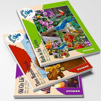 QUOKKA 35 Piece Dementia Activities for Adults - 3 Set Dementia Puzzles for Elderly - Large Piece Gifts Products for Seniors - Alzheimers Jigsaw Puzzle Games for Adults - Birds, Steeds, and Old City
