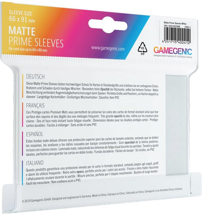 Matte Prime Sleeves: White - color: White, size: 66 x 91 mm