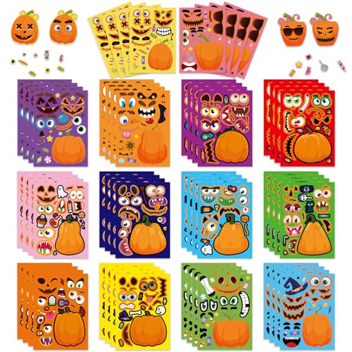 56 Sheets Halloween Pumpkin Stickers for Kids - 14 Different Pumpkin Designs - Fun Halloween Party Favors Crafts Games & Activities Supplies - style: Pumpkin