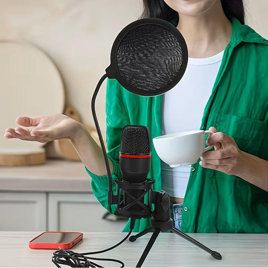 USB Gaming Microphone with RGB Lighting and Desktop Tripod, Plug and Play Mic for Computer Streaming Podcast Recording