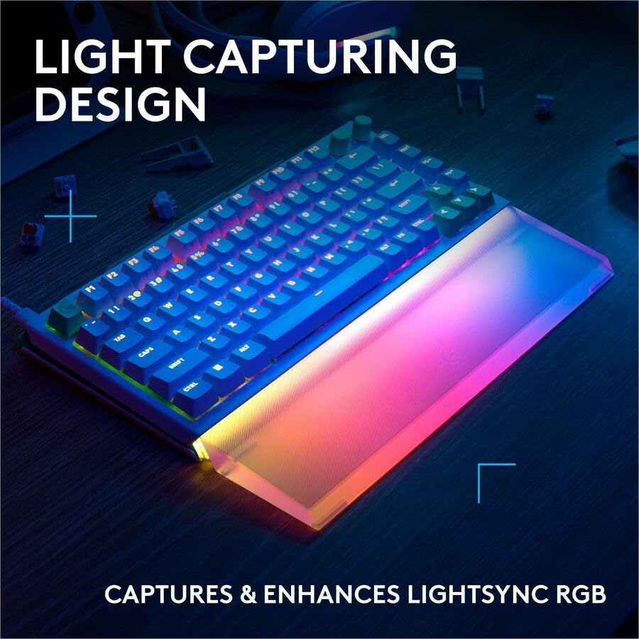 Logitech G512 X Palm Rest 75 | Compatible only with G512 X 75 keyboards, Semi-Transparent Opaque Acrylic Wrist Rest, RGB Amplifying Diffuser Design - size: 75 percent
