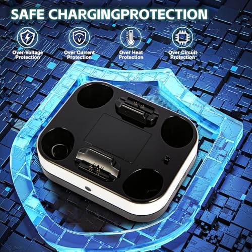 Puning PS5 Controller Charger Station,Fast Charging Dual PS5 Controller Stand Compatible with PlayStation 5 Dualsense Edge Gamepad & 9 RGB LED Lights and Cable