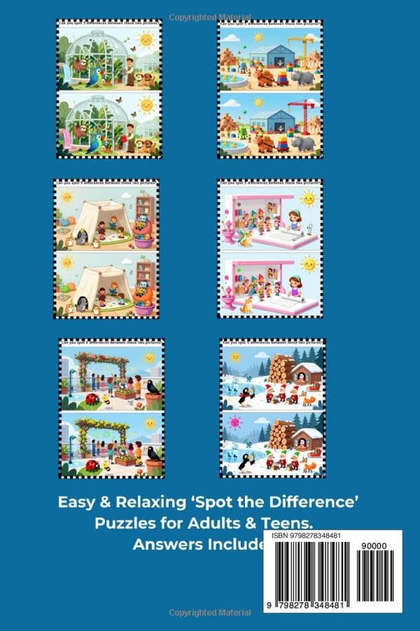 Spot the Difference - Brain Games for Adults (Paperback): Picture Puzzle Book with 120+ Pages of Activities for Memory, Focus and Cognitive Skills ... | Best Gift (Fun Activities & Brain Games)