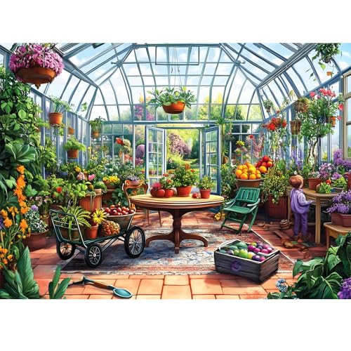 500 Piece Puzzle for Adults, Colorful Greenhouse Garden Scene Jigsaw Puzzle | Vibrant Plants Style Adult Puzzle, Home Wall Decor, Relaxing Puzzle Gift for Adults Teens Seniors, 20.5"x15" - style: Plant