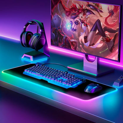 RGB Gaming Mouse Pad,13 Colors Led Light RGB PC Large Gaming Desk Mat, Non-Slip Rubber Based with Waterproof Coating Big Mouse Pad 31.5X11.8 in
