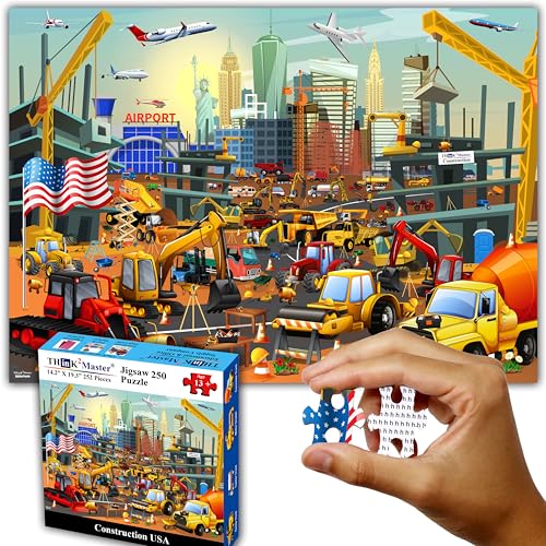 Think2Master Construction in New York City, USA 250 Pieces Jigsaw Puzzle. Great Puzzle for Adults and Seniors. Easier to Handle Larger Pieces. Size: 14.2” X 19.3” - style: Construction USA
