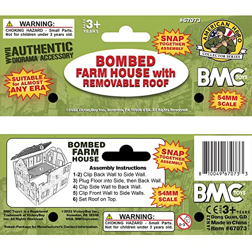 BMC WW2 Bombed French Farm House - Plastic Army Men Playset Accessory - color: Brown / Tan