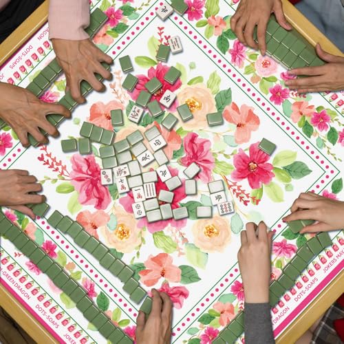 Drydiet Floral Mahjong Mat with Rules Non-Slip Noise Reduction Gaming Mat for Table Cover Card Board Tile Poker Dominoes (31.5" X 31.5") - size: 31.5" X 31.5"