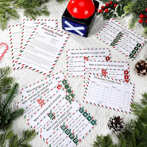 Syhood Christmas Friendly Feud Card Game with 2 Answer Buzzers, Xmas Family Trivia Quiz Game Night, Fun Party Activities for Adults, Office, Classroom, Large Group and Team Building - style: Xmas Style
