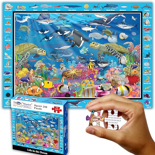 Think2Master Ocean Life 250 Pieces Jigsaw Puzzle. Great Gift Item. 14.2” X 19.3” - style: Life in the Ocean