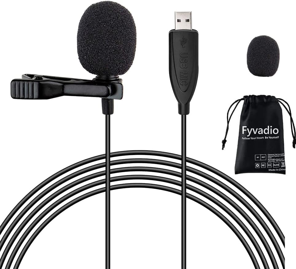 USB Lavalier Microphone, 6.6ft USB Microphone Plug & Play Omnidirectional Lapel Shirt Collar Clip on Mic for PC, Computer, Mac, Laptop, YouTube, Skype, Recording, Podcasting, Gaming